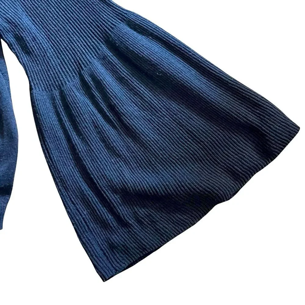 Sundance Sweater Size Large Wool Cotton Bell Sleeve Boho Navy Knit